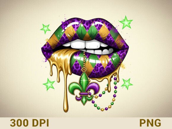 Download Mardi Gras Dripping Lips Sublimation - Lips sublimation Collection