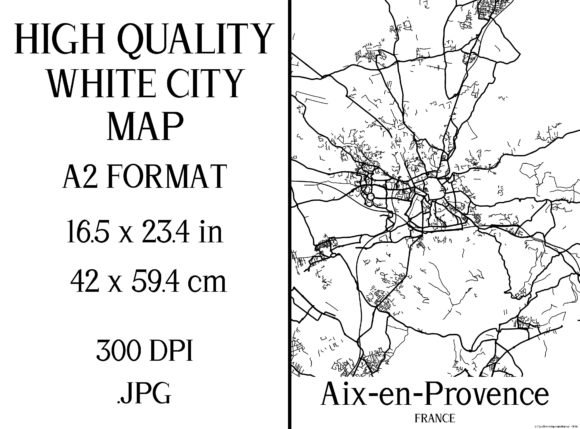 Download Aix En Provence France White City Map - Provence Collection