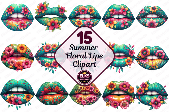 Download Summer Floral Lips Sublimation Clipart - Lips sublimation Collection