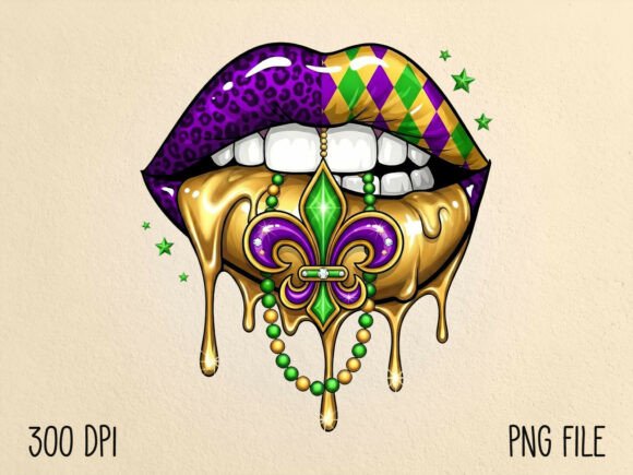 Download Mardi Gras Dripping Lips Sublimation PNG - Lips sublimation Collection